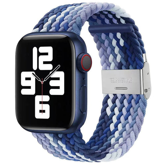 Braided + Stainless Steel Watch Band For Apple Watch Ultra 49mm&Watch Ultra 2 49mm / Series 9&8&7 45mm / SE 3&SE 2&6&SE&5&4 44mm / 3&2&1 42mm(Z Pattern Blueberry Color) by bashfashion