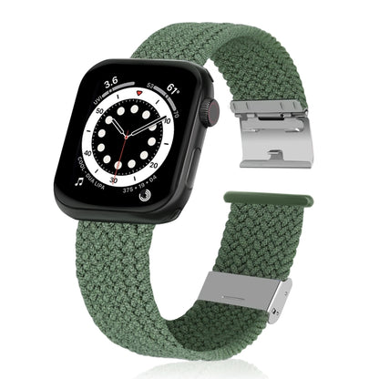 Braided + Stainless Steel Watch Band For Apple Watch Series 7 45mm / 6 & SE & 5 & 4 44mm / 3 & 2 & 1 42mm(Olive Green) by bashfashion