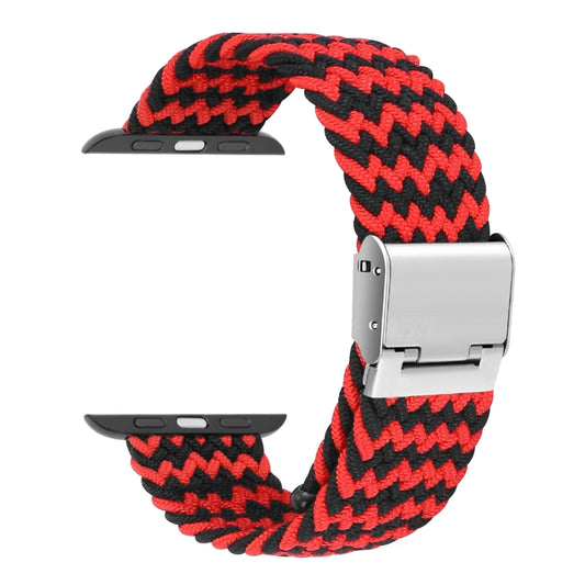 Braided + Stainless Steel Watch Band For Apple Watch Ultra 49mm&Watch Ultra 2 49mm / Series 9&8&7 45mm / SE 3&SE 2&6&SE&5&4 44mm / 3&2&1 42mm(Horizontal Black Red) by bashfashion