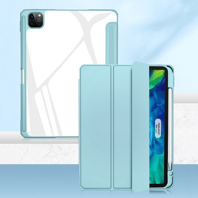 For iPad Pro 12.9 2022 / 2021 / 2020 Mutural Pinyue Series PC + TPU Horizontal Flip Leather Tablet Case with Holder & Pen Slot & Sleep / Wake-up Function(Sky Blue) by Mutural