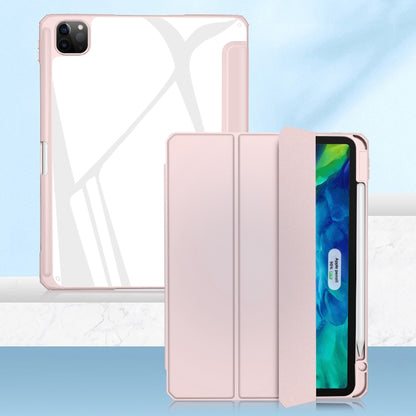 For iPad Pro 12.9 2022 / 2021 / 2020 Mutural Pinyue Series PC + TPU Horizontal Flip Leather Tablet Case with Holder & Pen Slot & Sleep / Wake-up Function(Pink) by Mutural