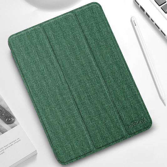 For iPad Pro 11 2022 / 2021 / 2020 Mutural YASHI Series TPU + PU Cloth Pattern Texture Horizontal Flip Leather Tablet Case with Three-folding Holder & Pen Slot & Wake-up / Sleep Function(Green) by Mutural