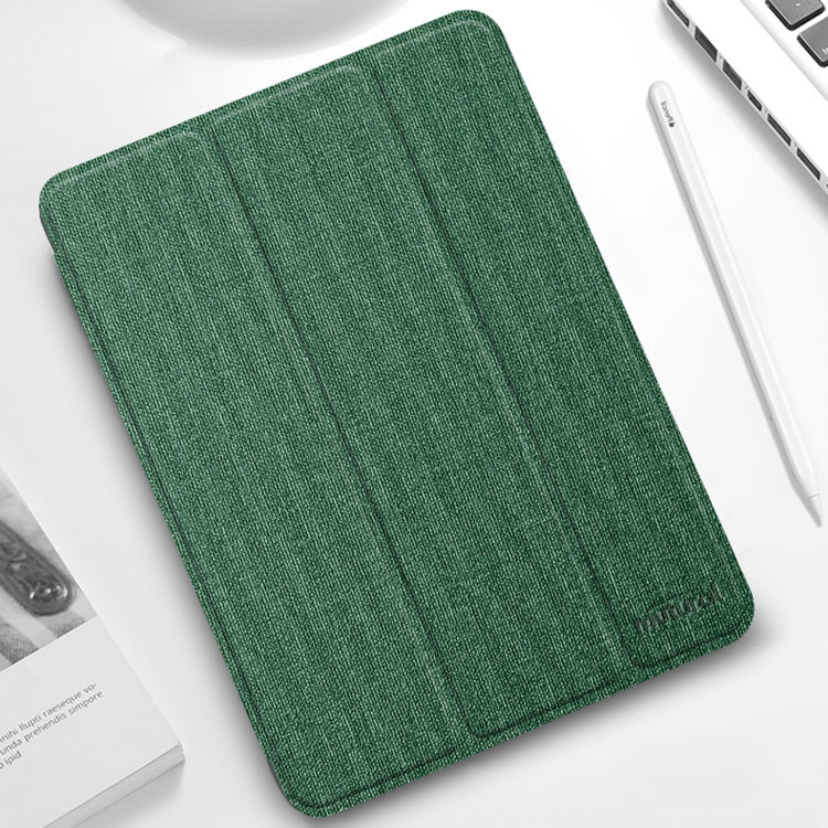 For iPad Pro 12.9 2022 / 2021 / 2020 Mutural YASHI Series TPU + PU Cloth Pattern Texture Horizontal Flip Leather Tablet Case with Three-folding Holder & Pen Slot & Wake-up / Sleep Function(Green) by Mutural