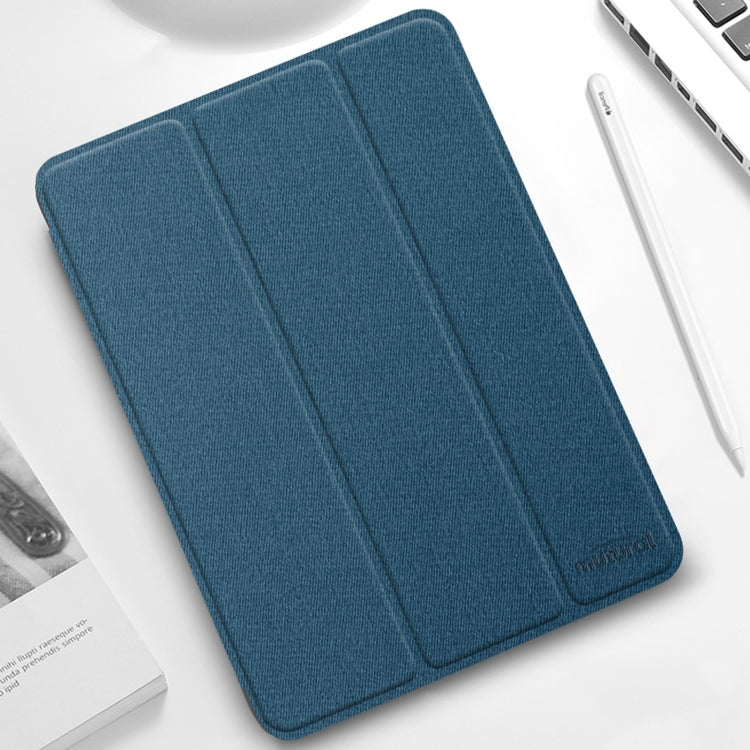 For iPad Pro 12.9 2022 / 2021 / 2020 Mutural YASHI Series TPU + PU Cloth Pattern Texture Horizontal Flip Leather Tablet Case with Three-folding Holder & Pen Slot & Wake-up / Sleep Function(Blue) by Mutural