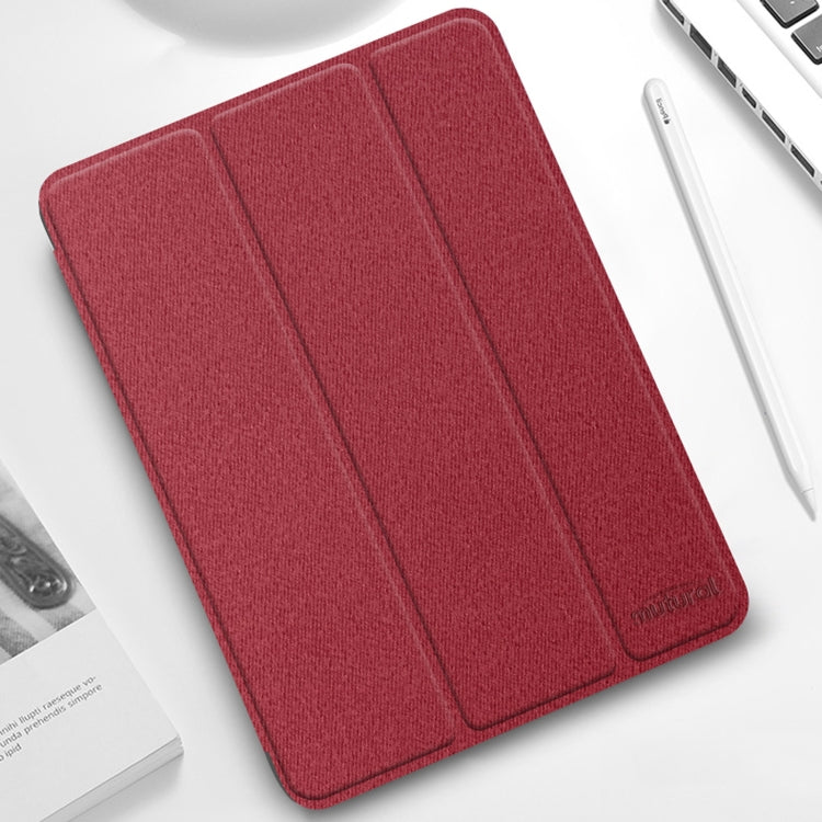 For iPad Pro 12.9 2022 / 2021 / 2020 Mutural YASHI Series TPU + PU Cloth Pattern Texture Horizontal Flip Leather Tablet Case with Three-folding Holder & Pen Slot & Wake-up / Sleep Function(Red) by Mutural