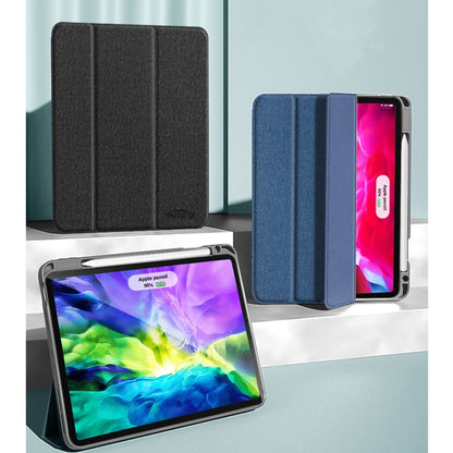 For iPad Pro 12.9 2022 / 2021 / 2020 Mutural YASHI Series TPU + PU Cloth Pattern Texture Horizontal Flip Leather Tablet Case with Three-folding Holder & Pen Slot & Wake-up / Sleep Function(Green) by Mutural