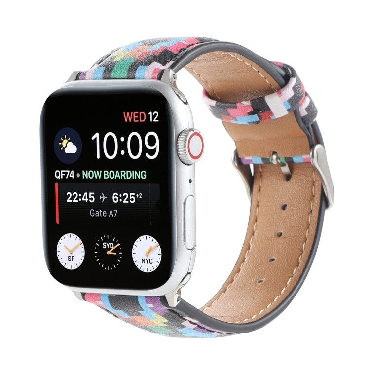 Marble Ethnic Style Printed Leather Watch Band For Apple Watch Series 7 45mm / 6 & SE & 5 & 4 44mm / 3 & 2 & 1 42mm(Print Digital) by bashfashion