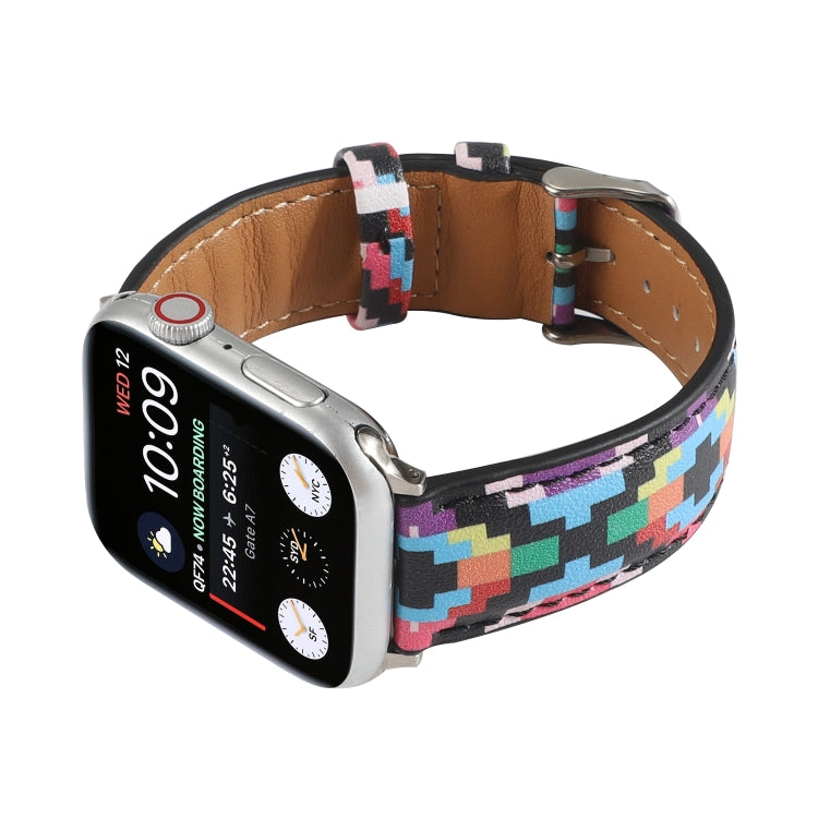 Marble Ethnic Style Printed Leather Watch Band For Apple Watch Series 7 45mm / 6 & SE & 5 & 4 44mm / 3 & 2 & 1 42mm(Print Digital) by bashfashion