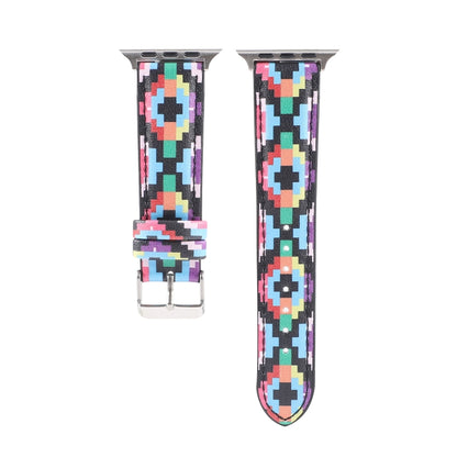 Marble Ethnic Style Printed Leather Watch Band For Apple Watch Series 7 45mm / 6 & SE & 5 & 4 44mm / 3 & 2 & 1 42mm(Print Digital) by bashfashion