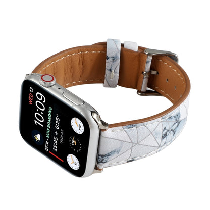 Marble Ethnic Style Printed Leather Watch Band For Apple Watch Series 9&8&7 41mm / SE 3&SE 2&6&SE&5&4 40mm / 3&2&1 38mm(Marble White) by bashfashion