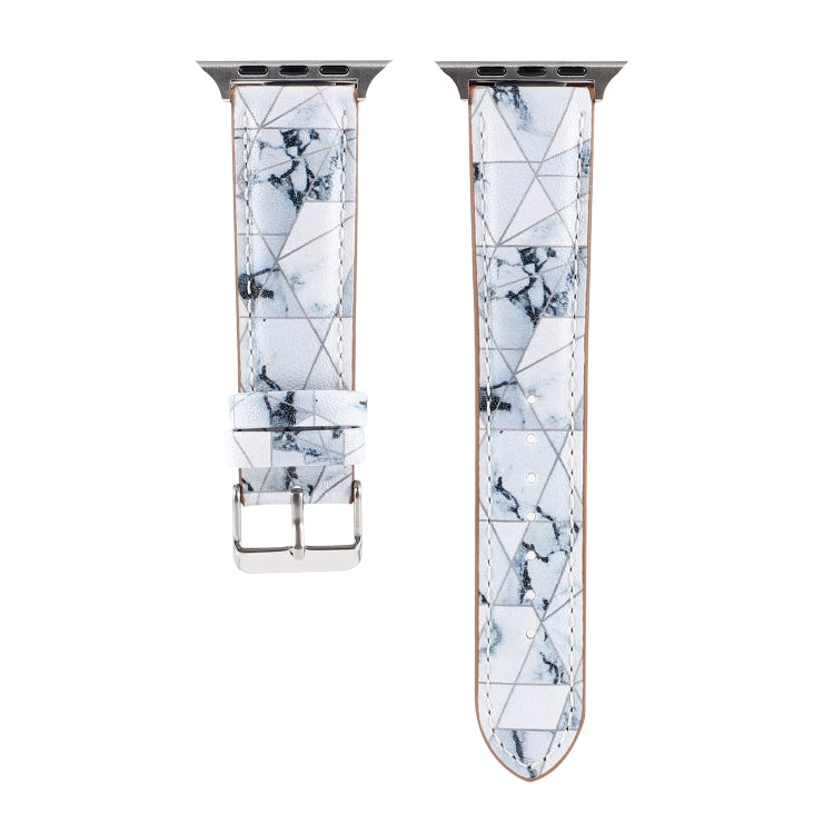 Marble Ethnic Style Printed Leather Watch Band For Apple Watch Series 9&8&7 41mm / SE 3&SE 2&6&SE&5&4 40mm / 3&2&1 38mm(Marble White) by bashfashion