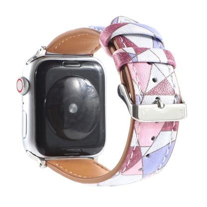Marble Ethnic Style Printed Leather Watch Band For Apple Watch Series 9&8&7 41mm / SE 3&SE 2&6&SE&5&4 40mm / 3&2&1 38mm(Marble Pink) by bashfashion