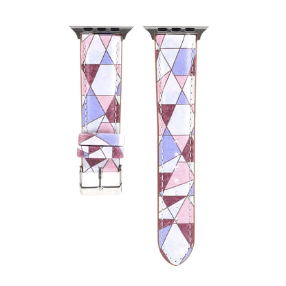 Marble Ethnic Style Printed Leather Watch Band For Apple Watch Series 9&8&7 41mm / SE 3&SE 2&6&SE&5&4 40mm / 3&2&1 38mm(Marble Pink) by bashfashion