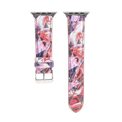 Marble Ethnic Style Printed Leather Watch Band For Apple Watch Series 9&8&7 41mm / SE 3&SE 2&6&SE&5&4 40mm / 3&2&1 38mm(Marble Red) by bashfashion