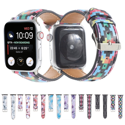 Marble Ethnic Style Printed Leather Watch Band For Apple Watch Series 9&8&7 41mm / SE 3&SE 2&6&SE&5&4 40mm / 3&2&1 38mm(Print Digital) by bashfashion