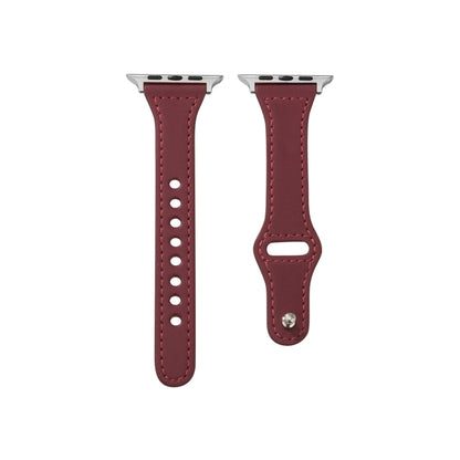 Universal T-shaped Thin Reverse Buckle Leather Watch Band For Apple Watch Ultra 49mm&Watch Ultra 2 49mm / Series 9&8&7 45mm / SE 3&SE 2&6&SE&5&4 44mm / 3&2&1 42mm(Coffee) by bashfashion