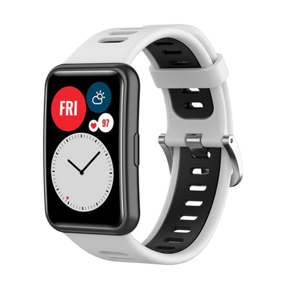 For Huawei Watch Fit Two-color Silicone Watch Band(White+Black) by bashfashion
