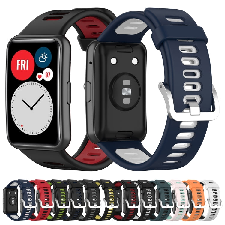For Huawei Watch Fit Two-color Silicone Watch Band(White+Black) by bashfashion