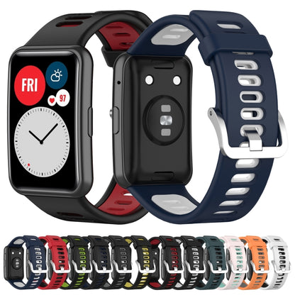 For Huawei Watch Fit Two-color Silicone Watch Band(White+Black) by bashfashion