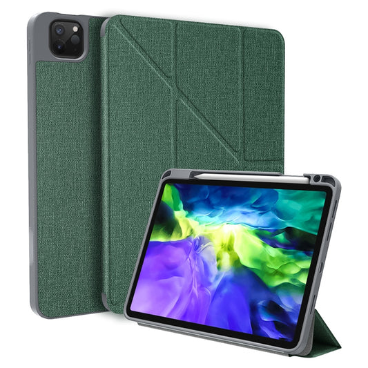 For iPad Pro 11 2022 / 2021 / 2020 MMutural Multi-fold Smart Leather Tablet Case(Dark Green) by Mutural