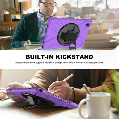 For Samsung Galaxy Tab A7 10.4 2020 T500 / T505 Shockproof Colorful Silicone + PC Protective Case with Holder & Shoulder Strap & Hand Strap(Purple) by bashfashion