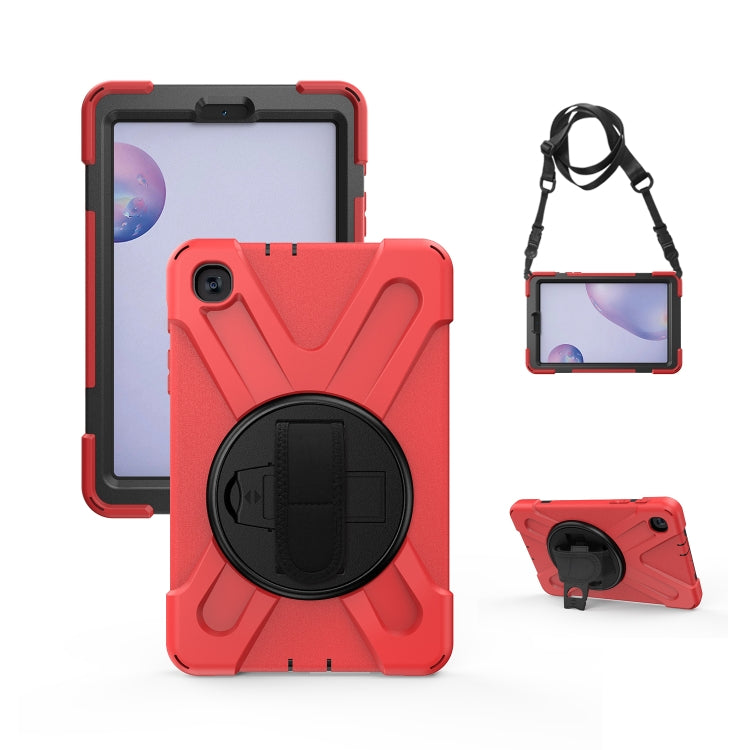For Samsung Galaxy Tab A 8.4 2020 T307U Shockproof Colorful Silicone + PC Protective Case with Holder & Shoulder Strap & Hand Strap(Red) by bashfashion