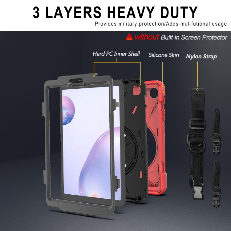For Samsung Galaxy Tab A 8.4 2020 T307U Shockproof Colorful Silicone + PC Protective Case with Holder & Shoulder Strap & Hand Strap(Red) by bashfashion