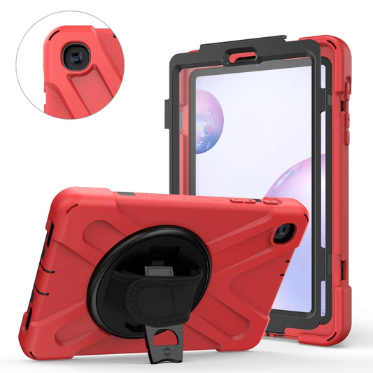 For Samsung Galaxy Tab A 8.4 2020 T307U Shockproof Colorful Silicone + PC Protective Case with Holder & Shoulder Strap & Hand Strap & Screen Protector(Red) by bashfashion