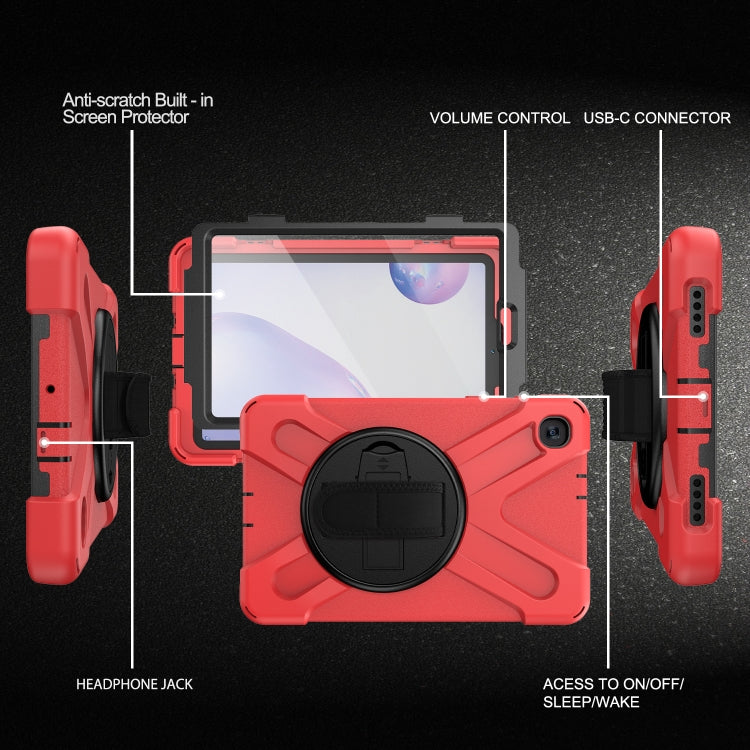 For Samsung Galaxy Tab A 8.4 2020 T307U Shockproof Colorful Silicone + PC Protective Case with Holder & Shoulder Strap & Hand Strap & Screen Protector(Red) by bashfashion