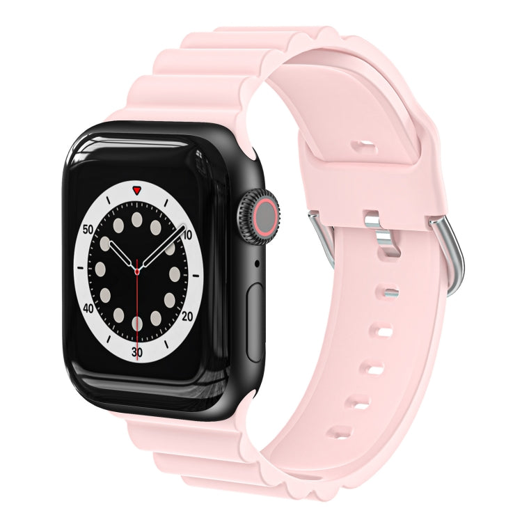 Business B Style Silicone Watch Band For Apple Watch Series 7 45mm / 6 & SE & 5 & 4 44mm / 3 & 2 & 1 42mm(Pink) by bashfashion