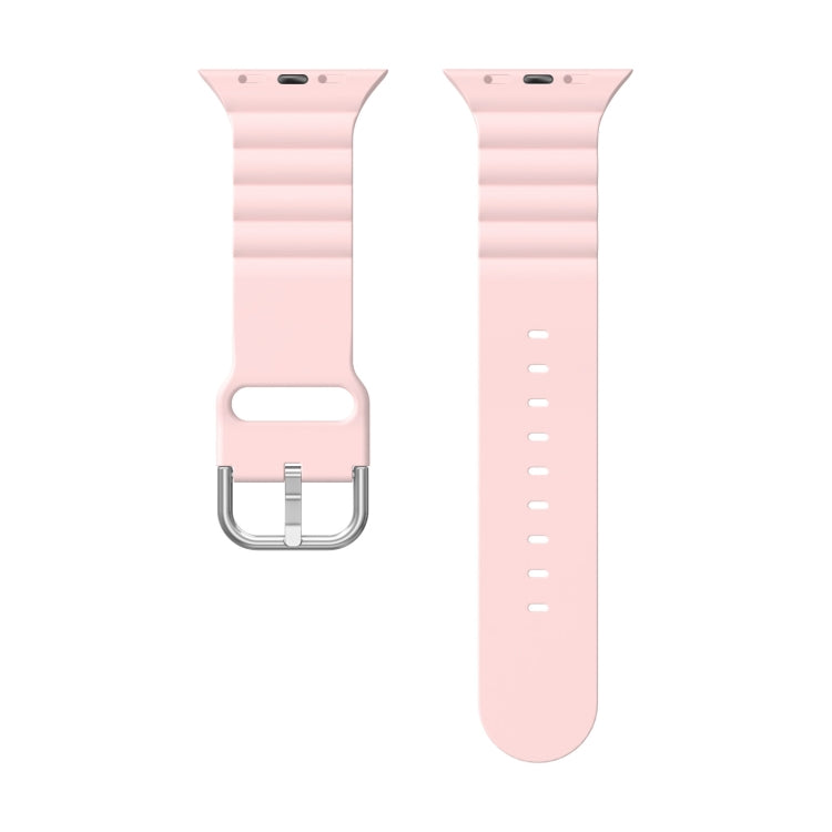 Business B Style Silicone Watch Band For Apple Watch Series 7 45mm / 6 & SE & 5 & 4 44mm / 3 & 2 & 1 42mm(Pink) by bashfashion
