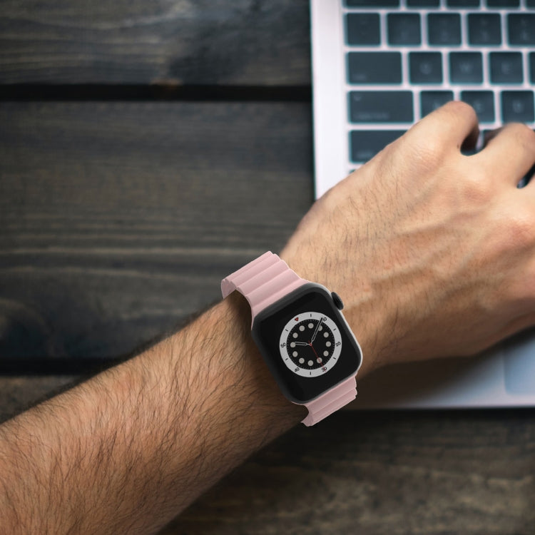 Business B Style Silicone Watch Band For Apple Watch Series 7 45mm / 6 & SE & 5 & 4 44mm / 3 & 2 & 1 42mm(Pink) by bashfashion