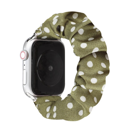 Dots Hair Ring Cloth Watch Band For Apple Watch Ultra 49mm&Watch Ultra 2 49mm / Series 9&8&7 45mm / SE 3&SE 2&6&SE&5&4 44mm / 3&2&1 42mm(Green) by bashfashion