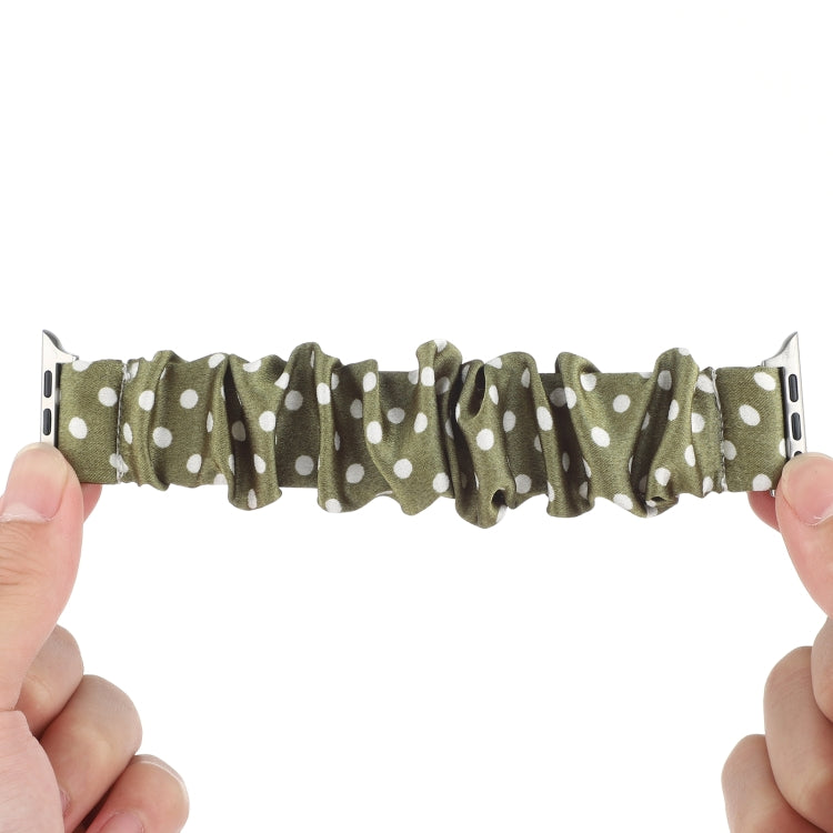 Dots Hair Ring Cloth Watch Band For Apple Watch Ultra 49mm&Watch Ultra 2 49mm / Series 9&8&7 45mm / SE 3&SE 2&6&SE&5&4 44mm / 3&2&1 42mm(Green) by bashfashion