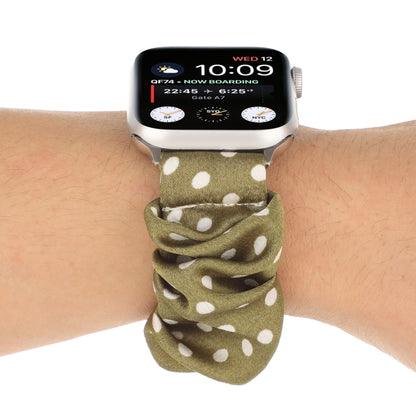 Dots Hair Ring Cloth Watch Band For Apple Watch Ultra 49mm&Watch Ultra 2 49mm / Series 9&8&7 45mm / SE 3&SE 2&6&SE&5&4 44mm / 3&2&1 42mm(Green) by bashfashion