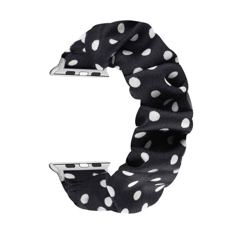 Dots Hair Ring Cloth Watch Band For Apple Watch Ultra 49mm&Watch Ultra 2 49mm / Series 9&8&7 45mm / SE 3&SE 2&6&SE&5&4 44mm / 3&2&1 42mm(Black) by bashfashion