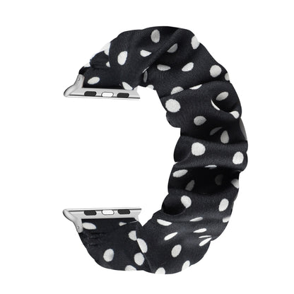Dots Hair Ring Cloth Watch Band For Apple Watch Ultra 49mm&Watch Ultra 2 49mm / Series 9&8&7 45mm / SE 3&SE 2&6&SE&5&4 44mm / 3&2&1 42mm(Black) by bashfashion