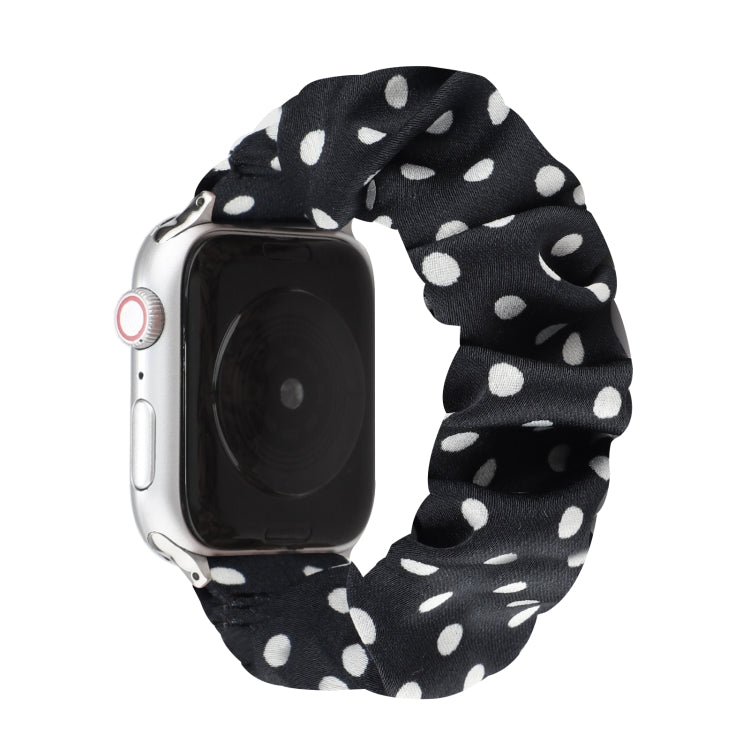 Dots Hair Ring Cloth Watch Band For Apple Watch Ultra 49mm&Watch Ultra 2 49mm / Series 9&8&7 45mm / SE 3&SE 2&6&SE&5&4 44mm / 3&2&1 42mm(Black) by bashfashion