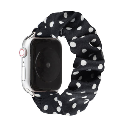 Dots Hair Ring Cloth Watch Band For Apple Watch Ultra 49mm&Watch Ultra 2 49mm / Series 9&8&7 45mm / SE 3&SE 2&6&SE&5&4 44mm / 3&2&1 42mm(Black) by bashfashion