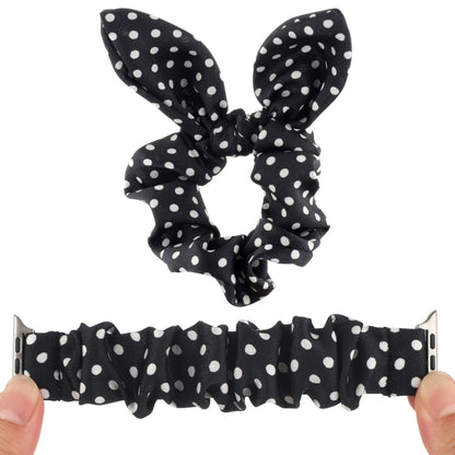 Dots Hair Ring Cloth Watch Band For Apple Watch Ultra 49mm&Watch Ultra 2 49mm / Series 9&8&7 45mm / SE 3&SE 2&6&SE&5&4 44mm / 3&2&1 42mm(Black) by bashfashion