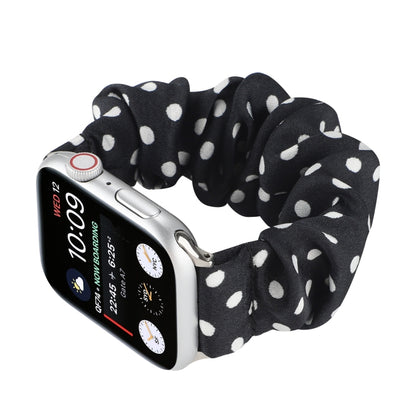 Dots Hair Ring Cloth Watch Band For Apple Watch Ultra 49mm&Watch Ultra 2 49mm / Series 9&8&7 45mm / SE 3&SE 2&6&SE&5&4 44mm / 3&2&1 42mm(Black) by bashfashion