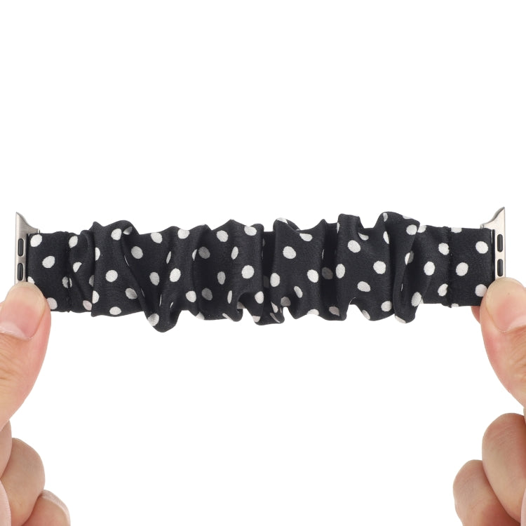 Dots Hair Ring Cloth Watch Band For Apple Watch Ultra 49mm&Watch Ultra 2 49mm / Series 9&8&7 45mm / SE 3&SE 2&6&SE&5&4 44mm / 3&2&1 42mm(Black) by bashfashion