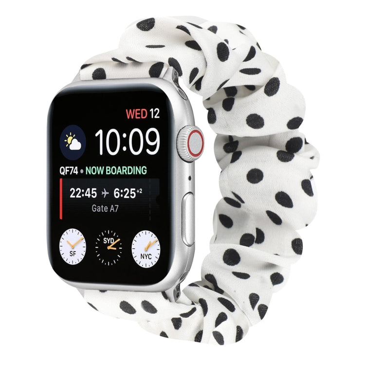 Dots Hair Ring Cloth Watch Band For Apple Watch Ultra 49mm&Watch Ultra 2 49mm / Series 9&8&7 45mm / SE 3&SE 2&6&SE&5&4 44mm / 3&2&1 42mm(White) by bashfashion