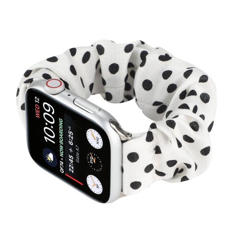 Dots Hair Ring Cloth Watch Band For Apple Watch Ultra 49mm&Watch Ultra 2 49mm / Series 9&8&7 45mm / SE 3&SE 2&6&SE&5&4 44mm / 3&2&1 42mm(White) by bashfashion