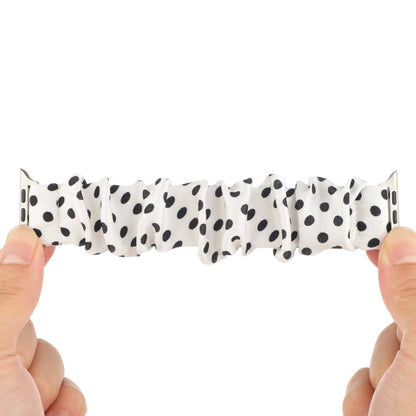 Dots Hair Ring Cloth Watch Band For Apple Watch Ultra 49mm&Watch Ultra 2 49mm / Series 9&8&7 45mm / SE 3&SE 2&6&SE&5&4 44mm / 3&2&1 42mm(White) by bashfashion