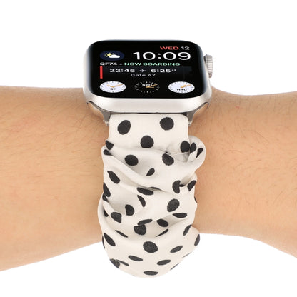 Dots Hair Ring Cloth Watch Band For Apple Watch Ultra 49mm&Watch Ultra 2 49mm / Series 9&8&7 45mm / SE 3&SE 2&6&SE&5&4 44mm / 3&2&1 42mm(White) by bashfashion