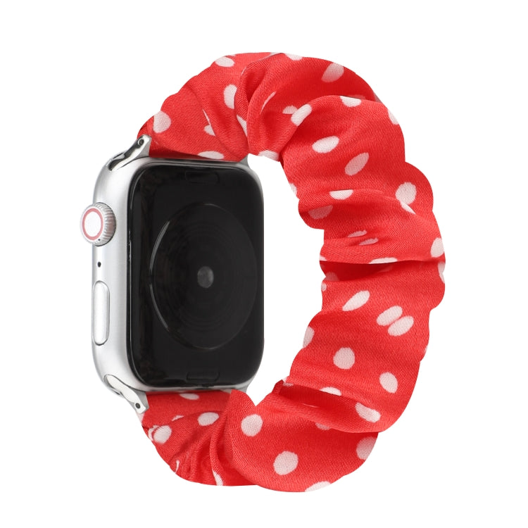 Dots Hair Ring Cloth Watch Band For Apple Watch Ultra 49mm&Watch Ultra 2 49mm / Series 9&8&7 45mm / SE 3&SE 2&6&SE&5&4 44mm / 3&2&1 42mm(Red) by bashfashion