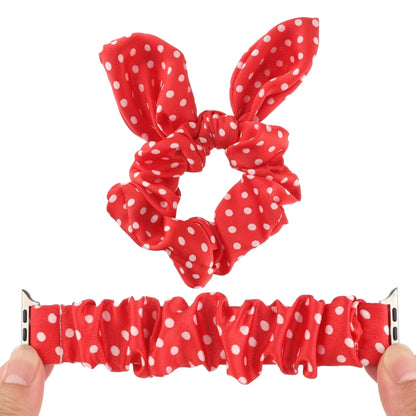 Dots Hair Ring Cloth Watch Band For Apple Watch Ultra 49mm&Watch Ultra 2 49mm / Series 9&8&7 45mm / SE 3&SE 2&6&SE&5&4 44mm / 3&2&1 42mm(Red) by bashfashion