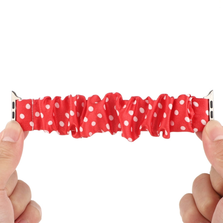 Dots Hair Ring Cloth Watch Band For Apple Watch Ultra 49mm&Watch Ultra 2 49mm / Series 9&8&7 45mm / SE 3&SE 2&6&SE&5&4 44mm / 3&2&1 42mm(Red) by bashfashion