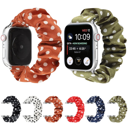 Dots Hair Ring Cloth Watch Band For Apple Watch Ultra 49mm&Watch Ultra 2 49mm / Series 9&8&7 45mm / SE 3&SE 2&6&SE&5&4 44mm / 3&2&1 42mm(White) by bashfashion